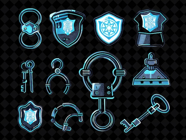 PSD a set of icons with the word crest on it