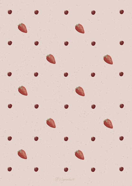 PSD set of illustrations of soft colored strawberry patterns