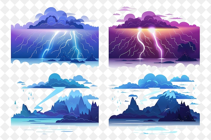 PSD a set of images of different mountains and the ocean