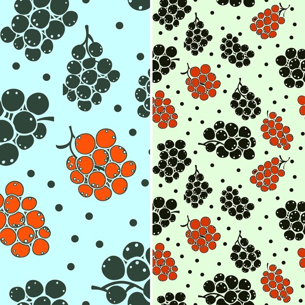 A set of images of grapes and oranges