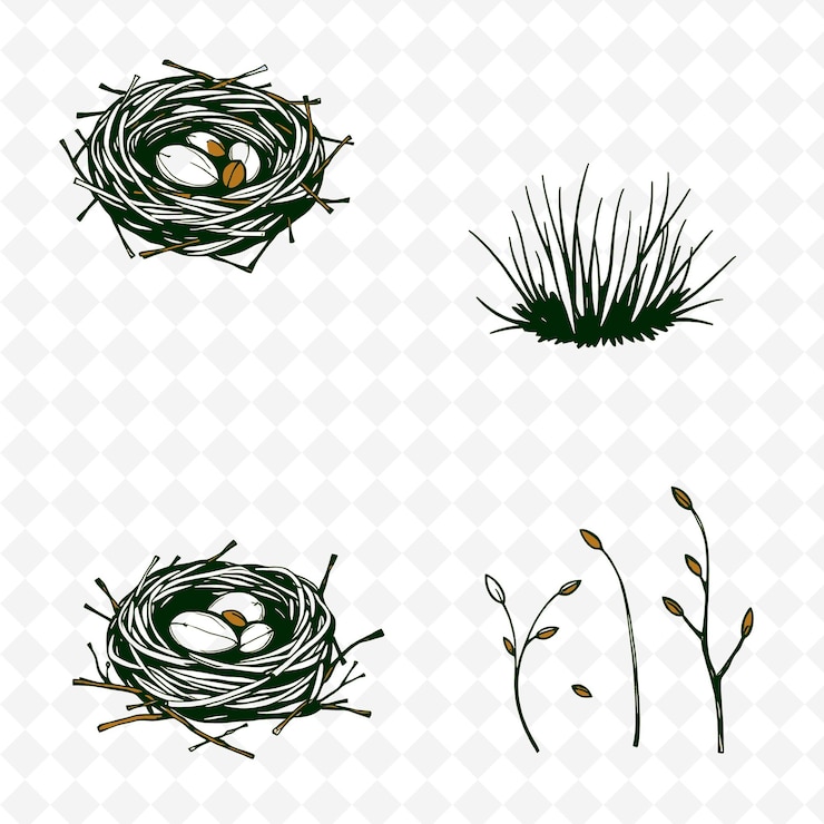 PSD a set of images of grass and eggs