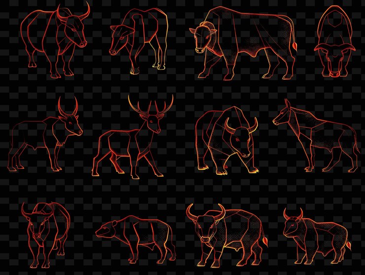 PSD 一組紅色和色背景的犀牛圖像