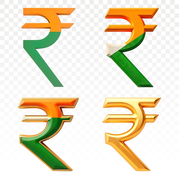 PSD a set of indian rupee symbols on white background