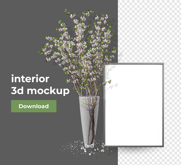 PSD set interieurdecoratie in 3d-rendering