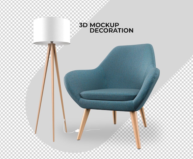 PSD set interior decoration mockup rendering