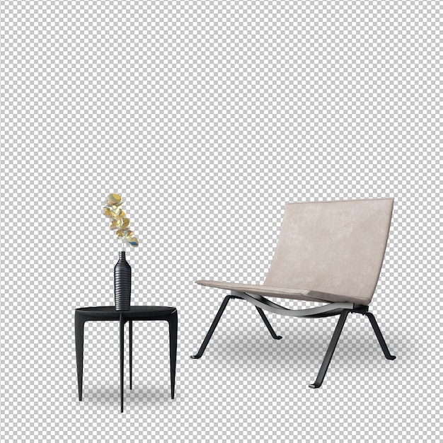 Set of interior furniture in 3d rendering