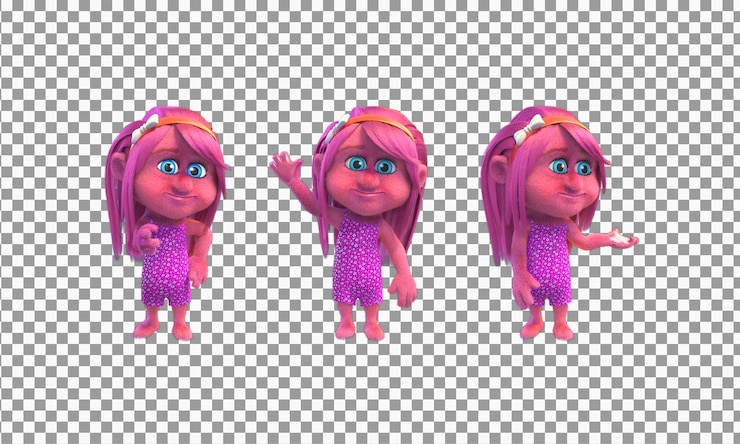 PSD 孤立したキャラクターのセットマスコットは複数のアクションを設計します