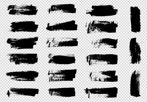 Set of isolated grunge brush strokes