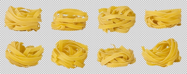 PSD set of italian pasta fettuccine nest isolated