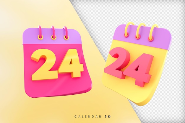 Set kalender 24 dagen 3d render geïsoleerd premium psd