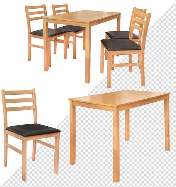 Set keukenmeubels van een tafel en stoelen. geïsoleerd van de achtergrond. interieur element