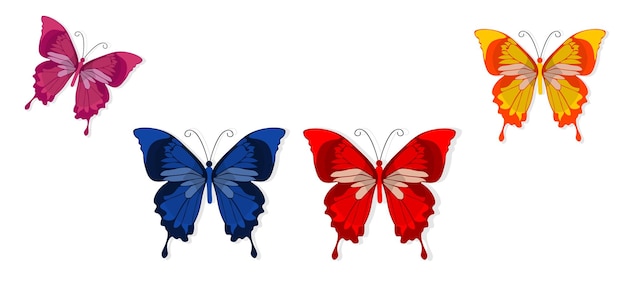 Set kleurrijke vlinders: levendige verzameling insectenillustraties