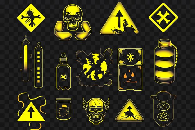 PSD set of landmine pixel item with military design and skull and cross game asset art design concept