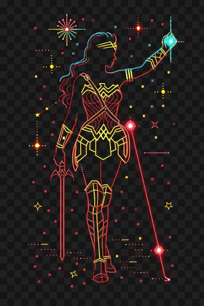 Set of lasso pixel item with wonder woman design and gold and stars game asset art design concept