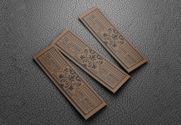 Set Leather Labels Mockup