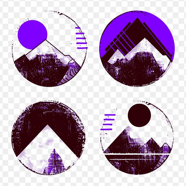 PSD a set of logos for a mountain with a blue and purple background