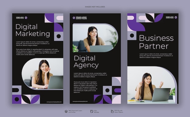 Set of marketing agency stories