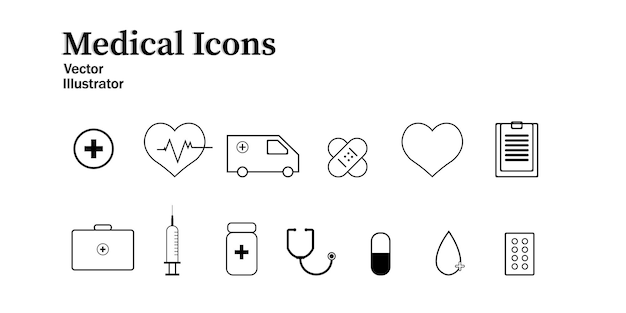 Set medische iconen en gezondheidszorgsymbolen