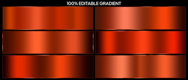 set met koperen gradiënten gradiënt psd brons kleurpalet voor ontwerp Metallische textuur glanzend