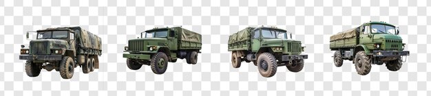 PSD set of military truck on transparency background png