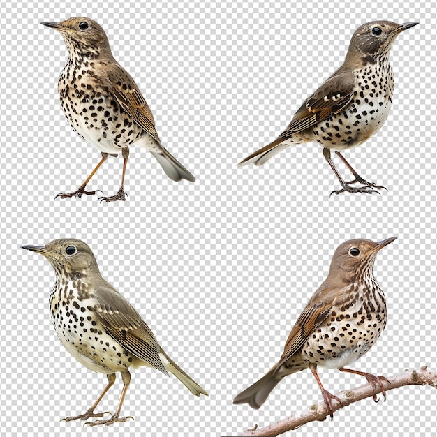 PSD a set of mistle thrush isolated on transparent background