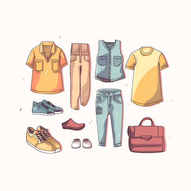 Set mode kleding Kleding en accessoires illustratie