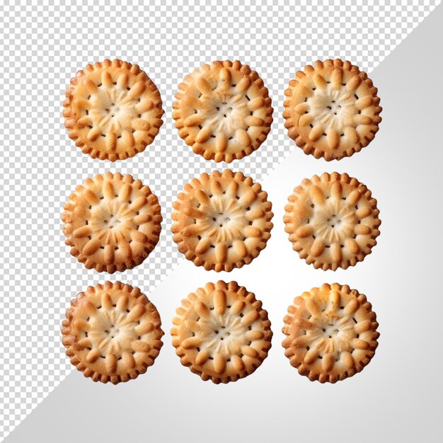 PSD a set of muffins with a white background with a picture of a cookie in the middle