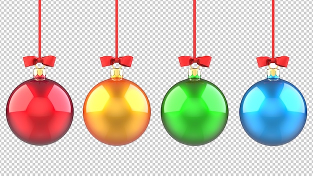 Set of multicolored christmas tree balls toys