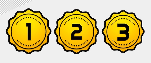 set of number icons in realistic 3d rendering free psd