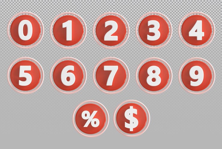 PSD set numbers 3d render