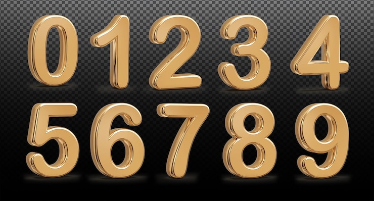 PSD set numbers 3d render