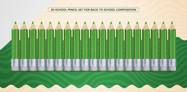 Набор 3d зеленых карандашей для макияжа обратно в школу