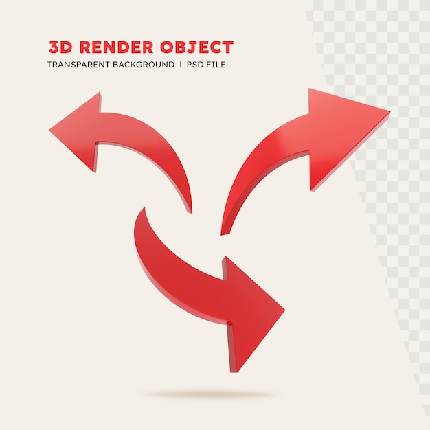 PSD 3dレンダリングの赤い矢印のセット