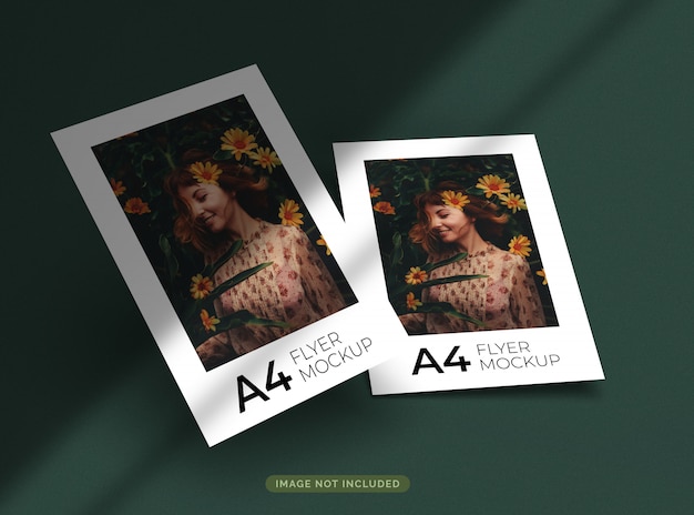 Set of A4 format flyer mockup floating with shadow