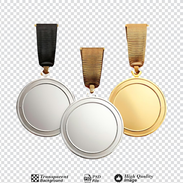 PSD 투명한 배경에 고립 된 황금 은과 청동 빈 메달 세트