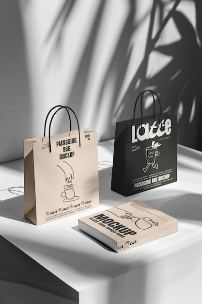 PSD set of bags mockup for packaging