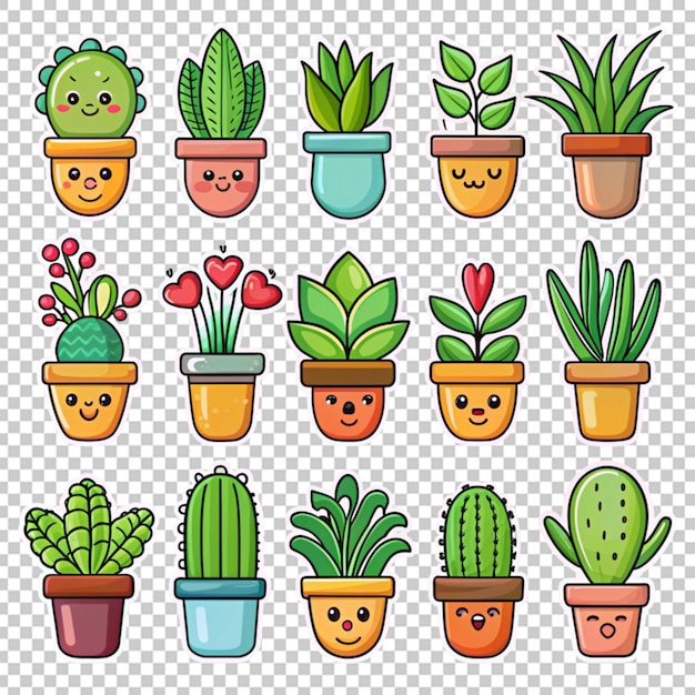 PSD 만화 식물 스티커 세트