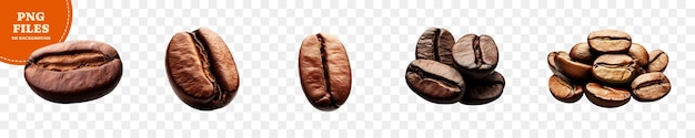 PSD 透明な背景のコーヒー豆のセット