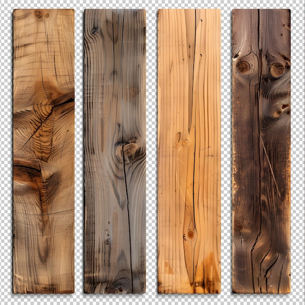 PSD set of detailed wood cut png