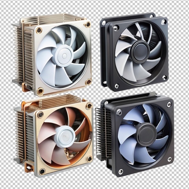set of different design cooler for computer isola on transparent background