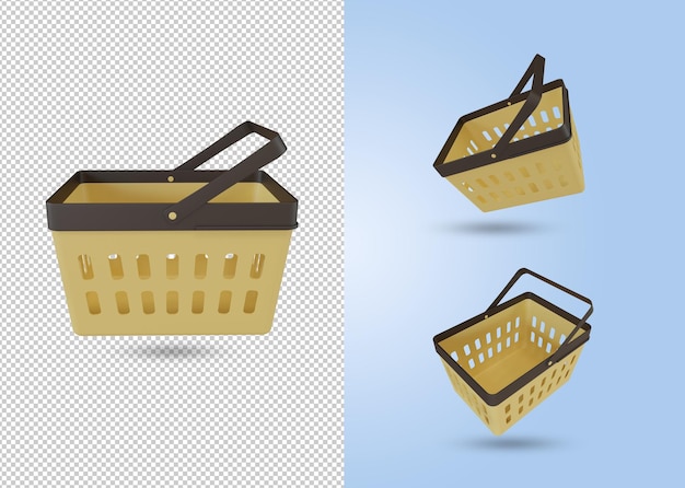 set of empty shopping cart icons 3d rendering illustration psd file