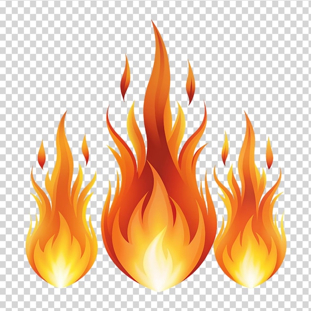 PSD set of fire flame isolated on transparent background