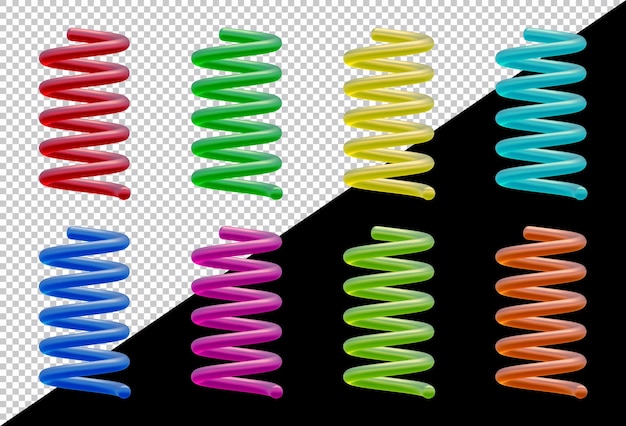 3 d レンダリングで幾何学的なスパイラル形状のセット