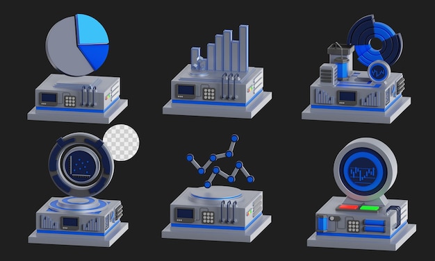 set of graph amp chart 3d icons including line graph histogram and more