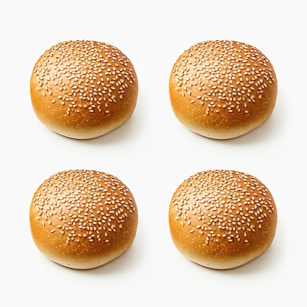 PSD Набор бутербродов с кунжутом на белом фоне