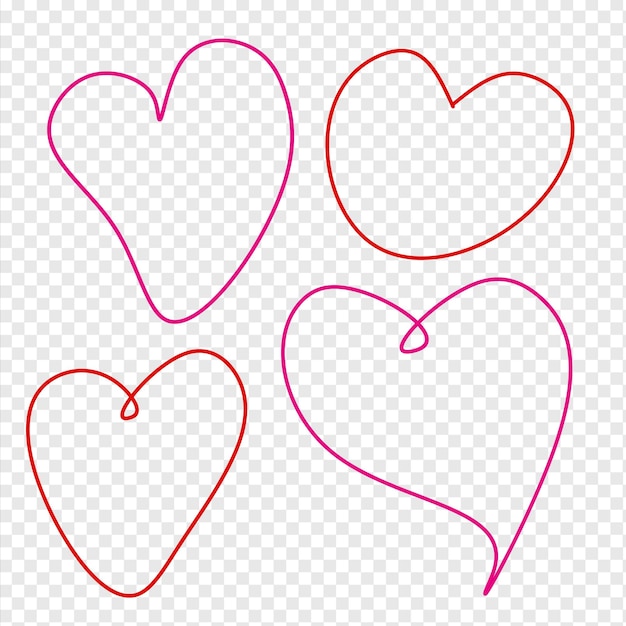 set of hearts line fluid shape design red pink colour heart line icon collection shape valentine