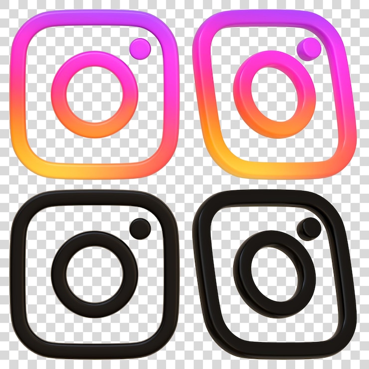 PSD set of instagram logos in various styles 3d render illustration