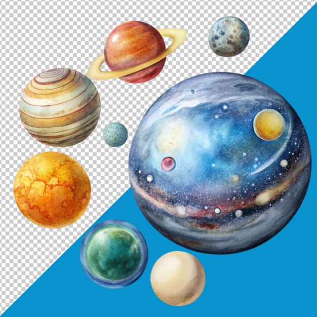 PSD 透明な背景の惑星のセット