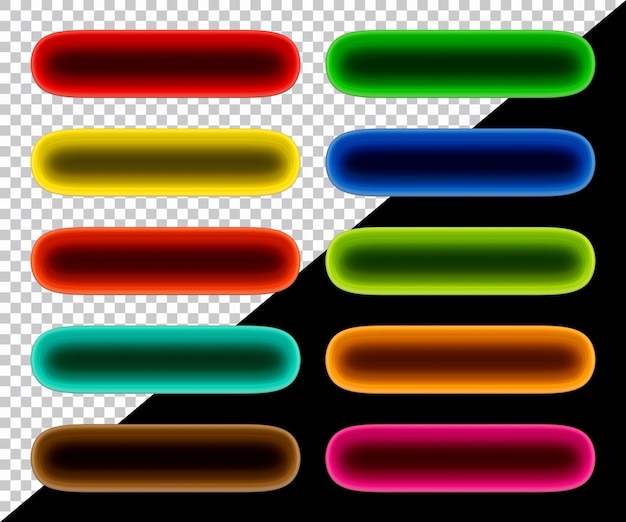 set of round rectangle shape buttons in 3d render