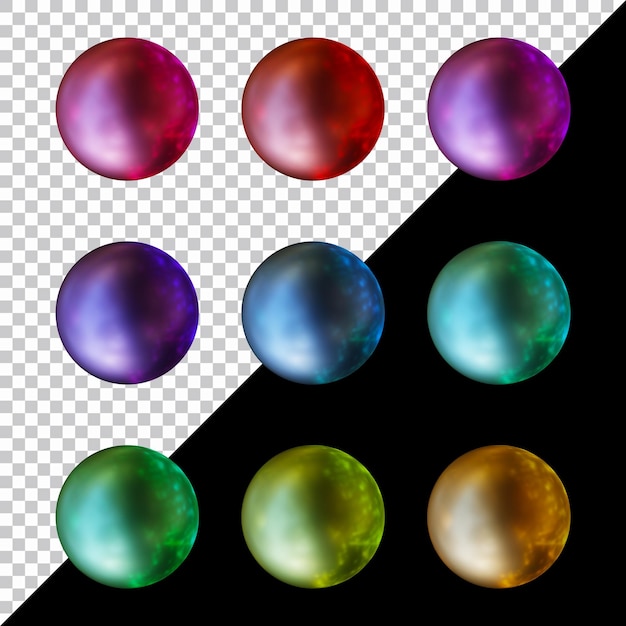 Set of round shape sphere ball in 3d render